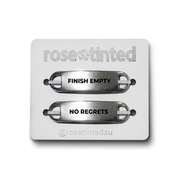 'Finish Empty, No Regrets' Lace Note Shoe Tags